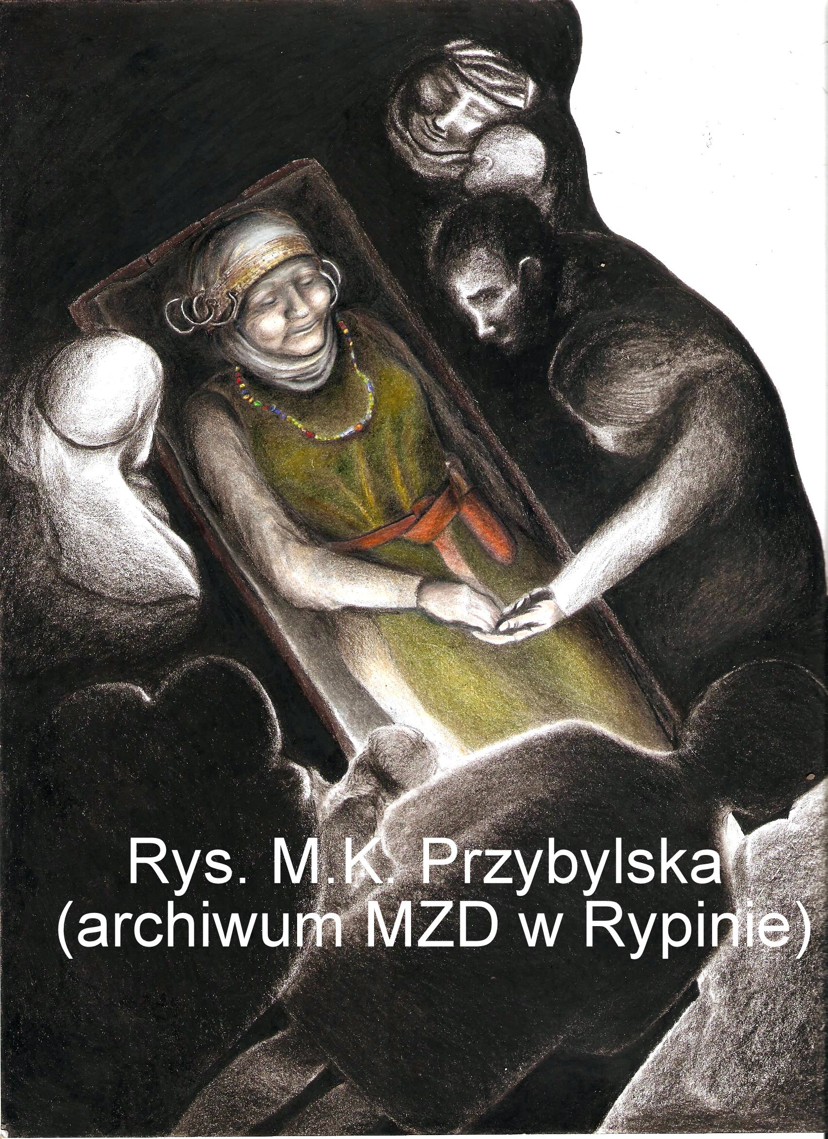 Rysunek rekonstrukcji grobu- rys. M.K. Przybylska