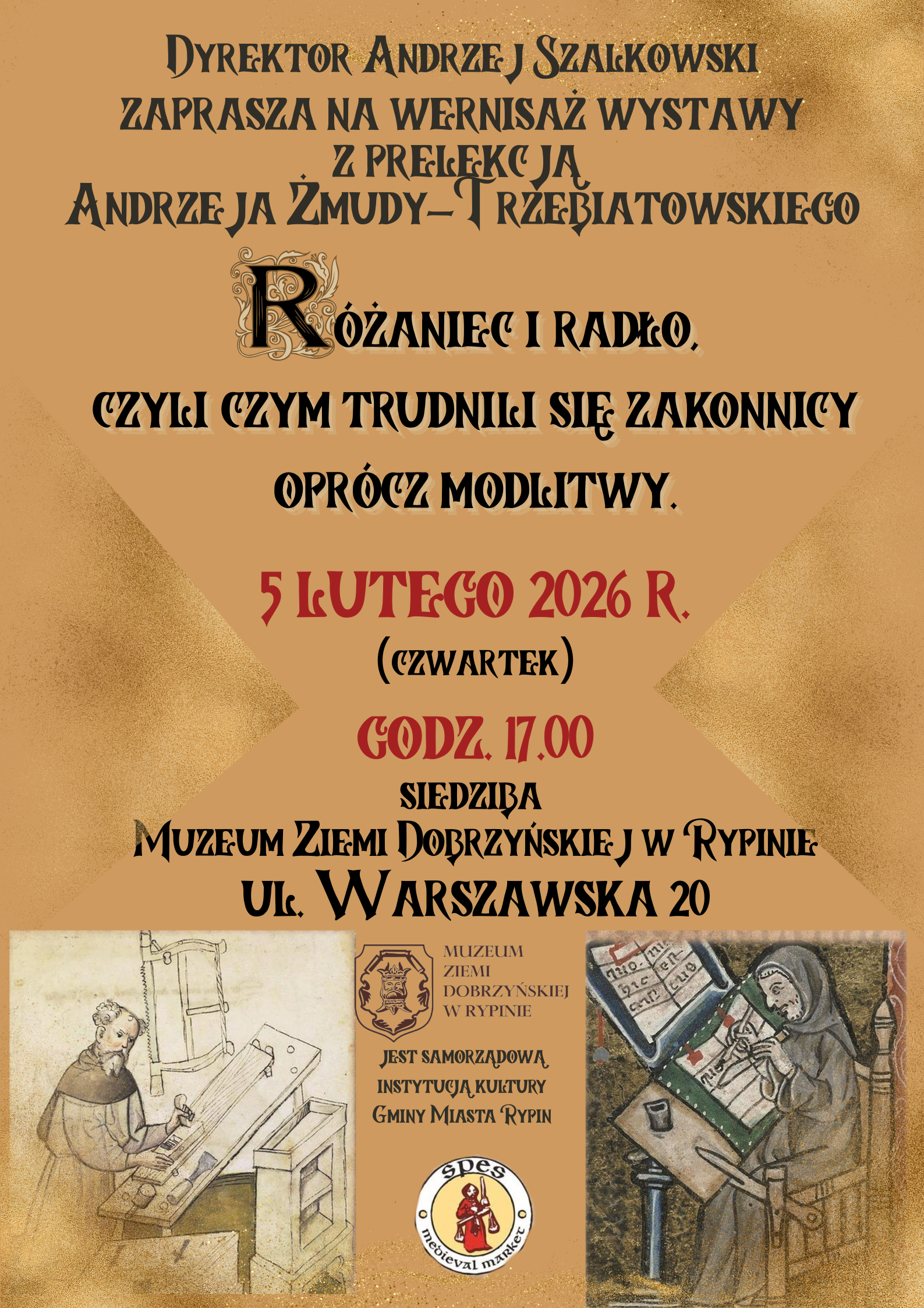 Plakat zapraszający na wydarzenie. Widać modlących sie ludzi.